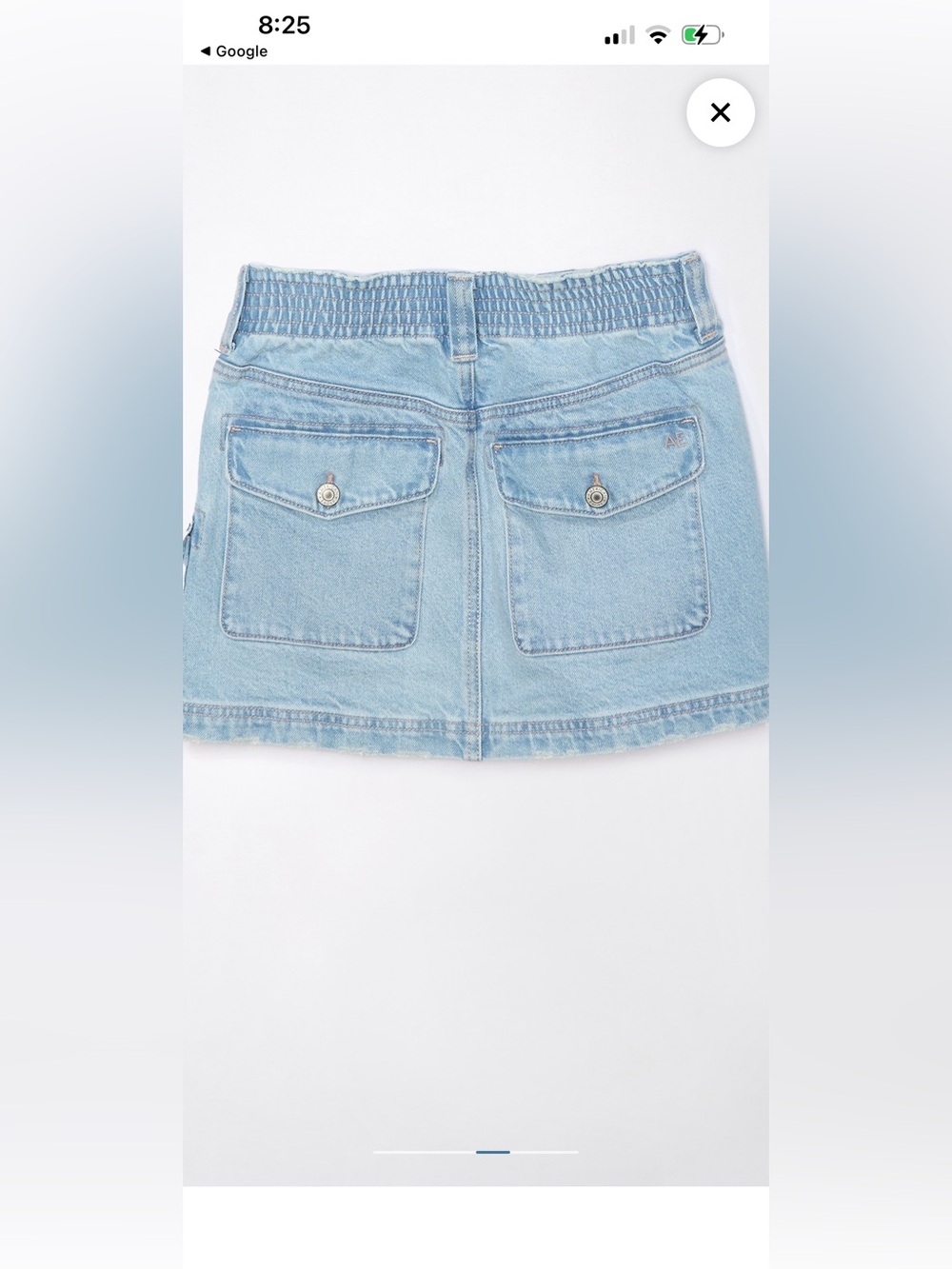 American Eagle Stretch Low-Rise A-Line Denim Cargo Mini Skirt light wash - Picture 3 of 9